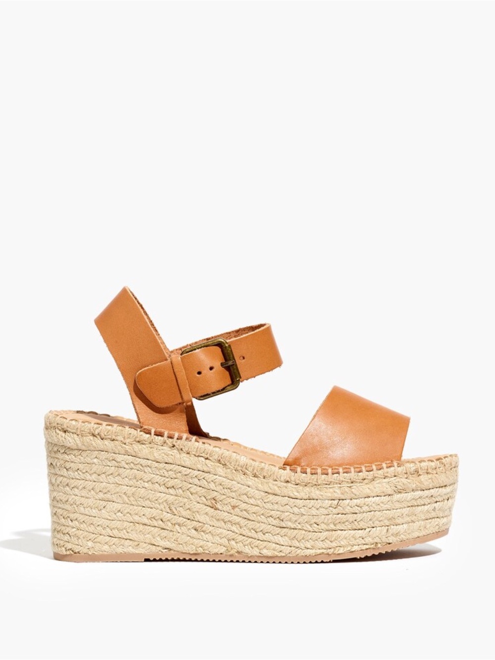Soludos Tan Leather Espadrille Platform Sandals